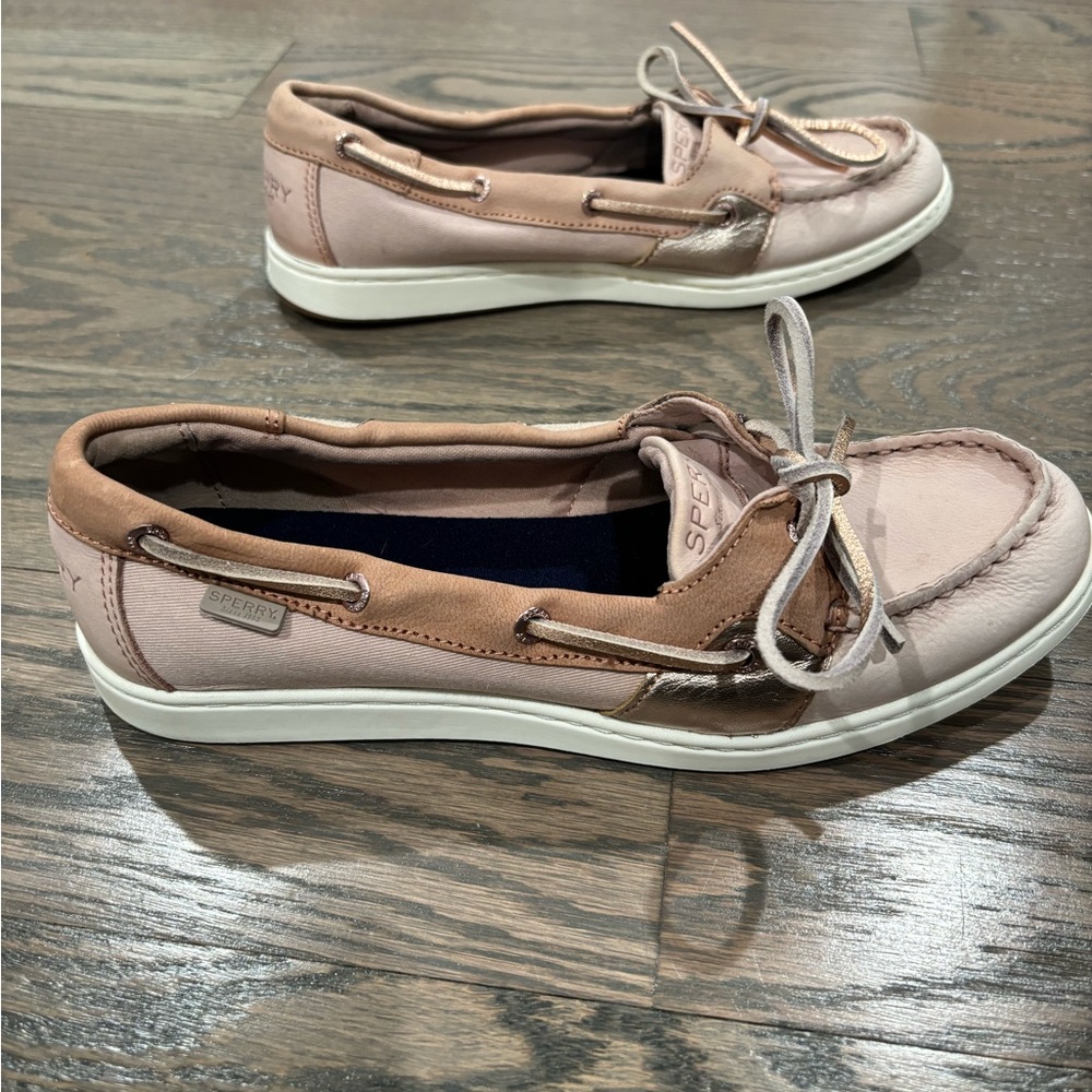Sperry starfish 1 eye leather canvas boat loafers shoes blush slip on classic